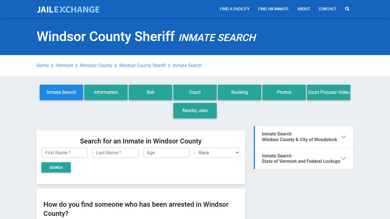 Windsor County Sheriff, VT Inmate Search: Roster & Mugshots - Jail Exchange