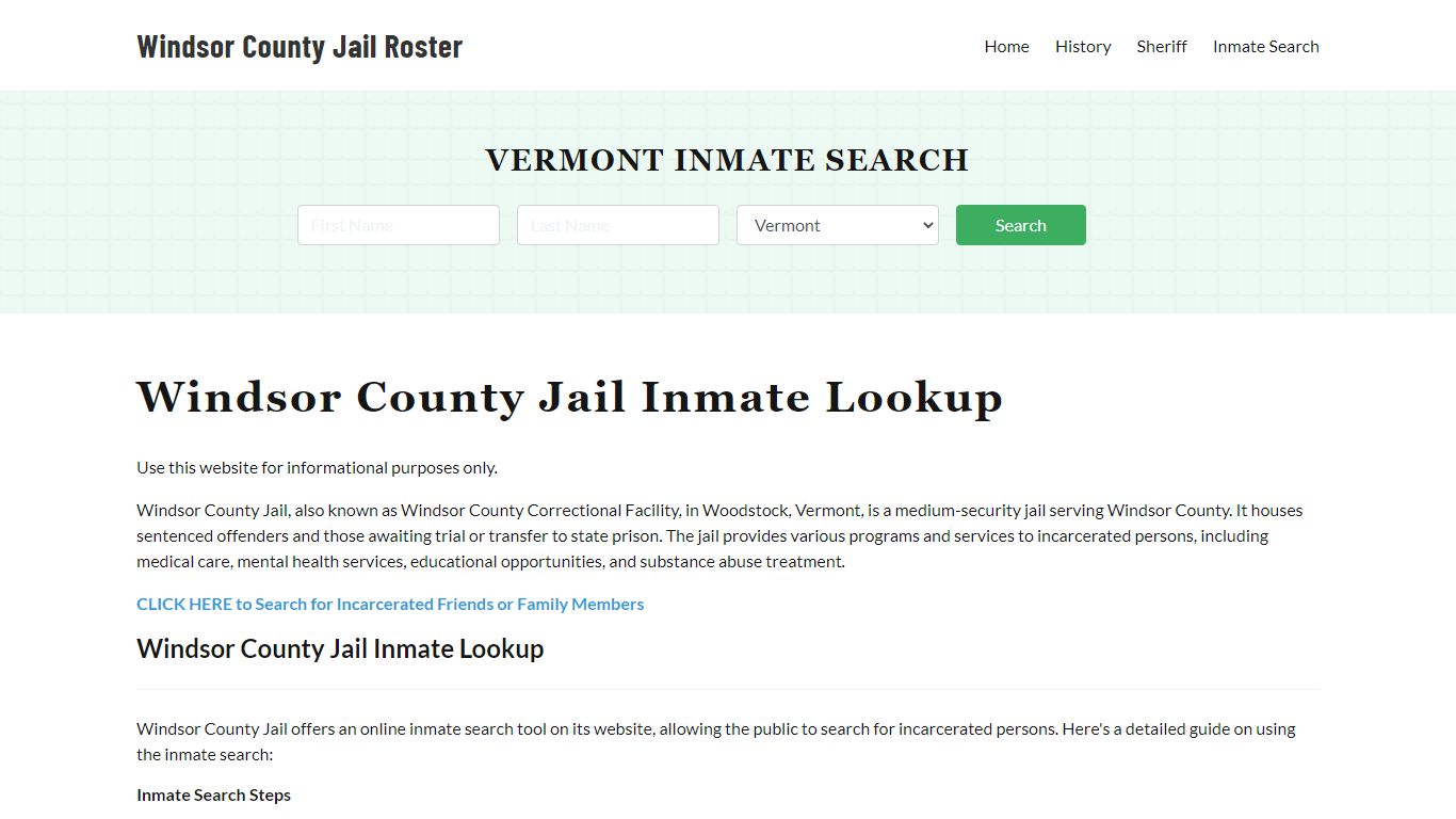 Windsor County Jail Roster Lookup, VT, Inmate Search