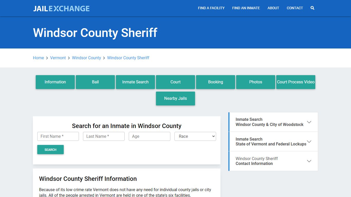 Windsor County Sheriff Roster Lookup, VT, Inmate Search - Jail Exchange